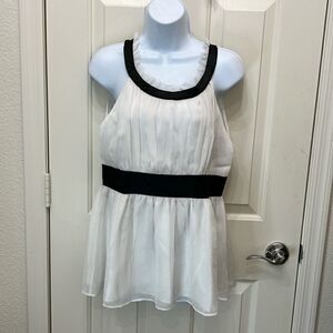 Crystal Candy Woman’s Top Sz Large  Scoop Neck Sleeveless Lined Keyhole Back